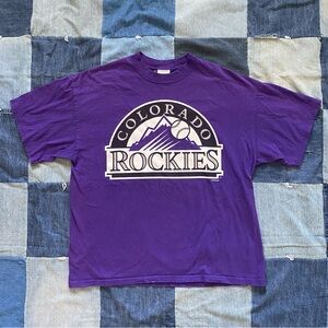 vintage CO rockies t-shirt purple with large logo size XL